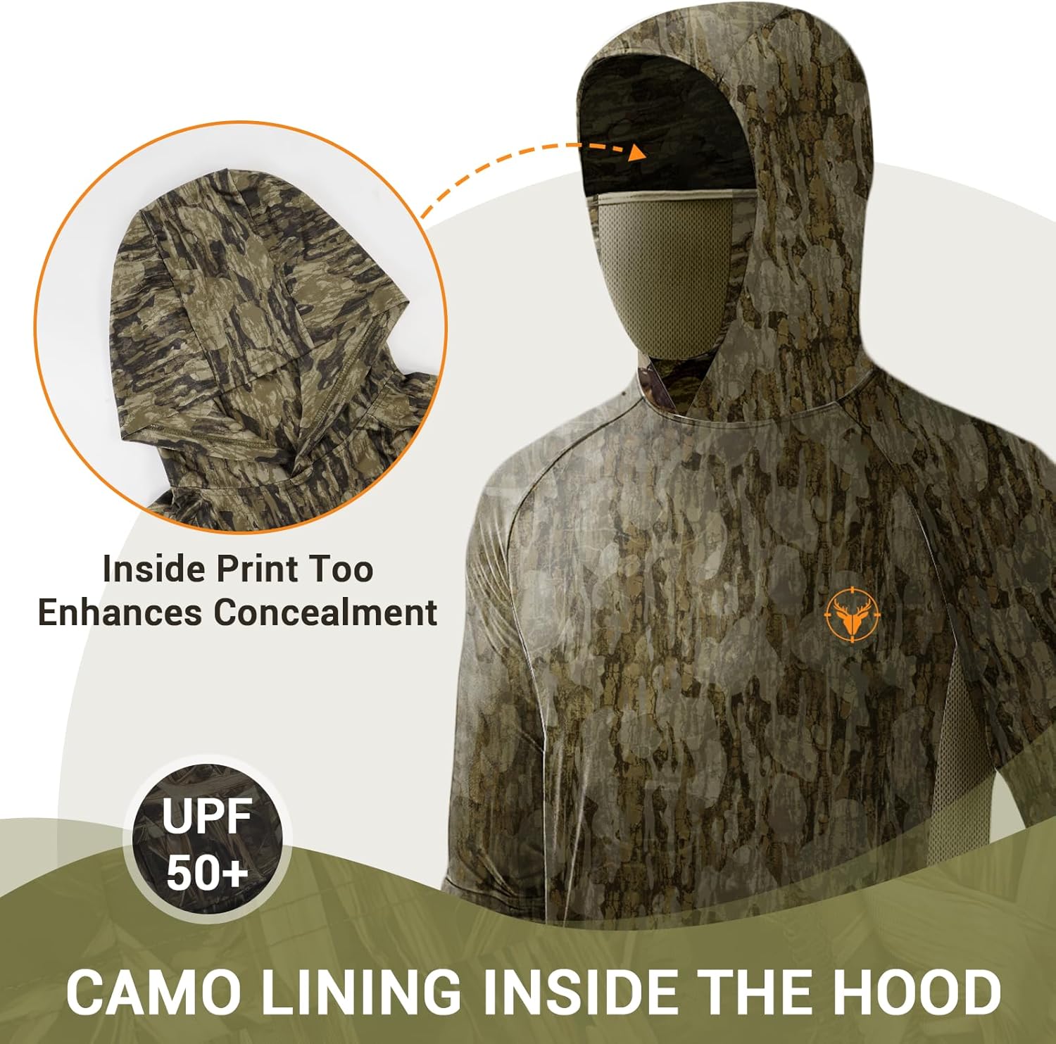 Palmyth Hunting Hoodie with Mask for Men Long Sleeve Sun Protection UV UPF 50+ Camo Fishing Shirts - Image 5