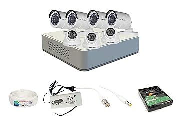 SIA TECHNOLOGY Hikvision 2MP 8 Ch HD DVR & 2MP 3 Dome -4 Bullet Camera HD Combo kit, Include All Require Accessories for 7 Camera Installation