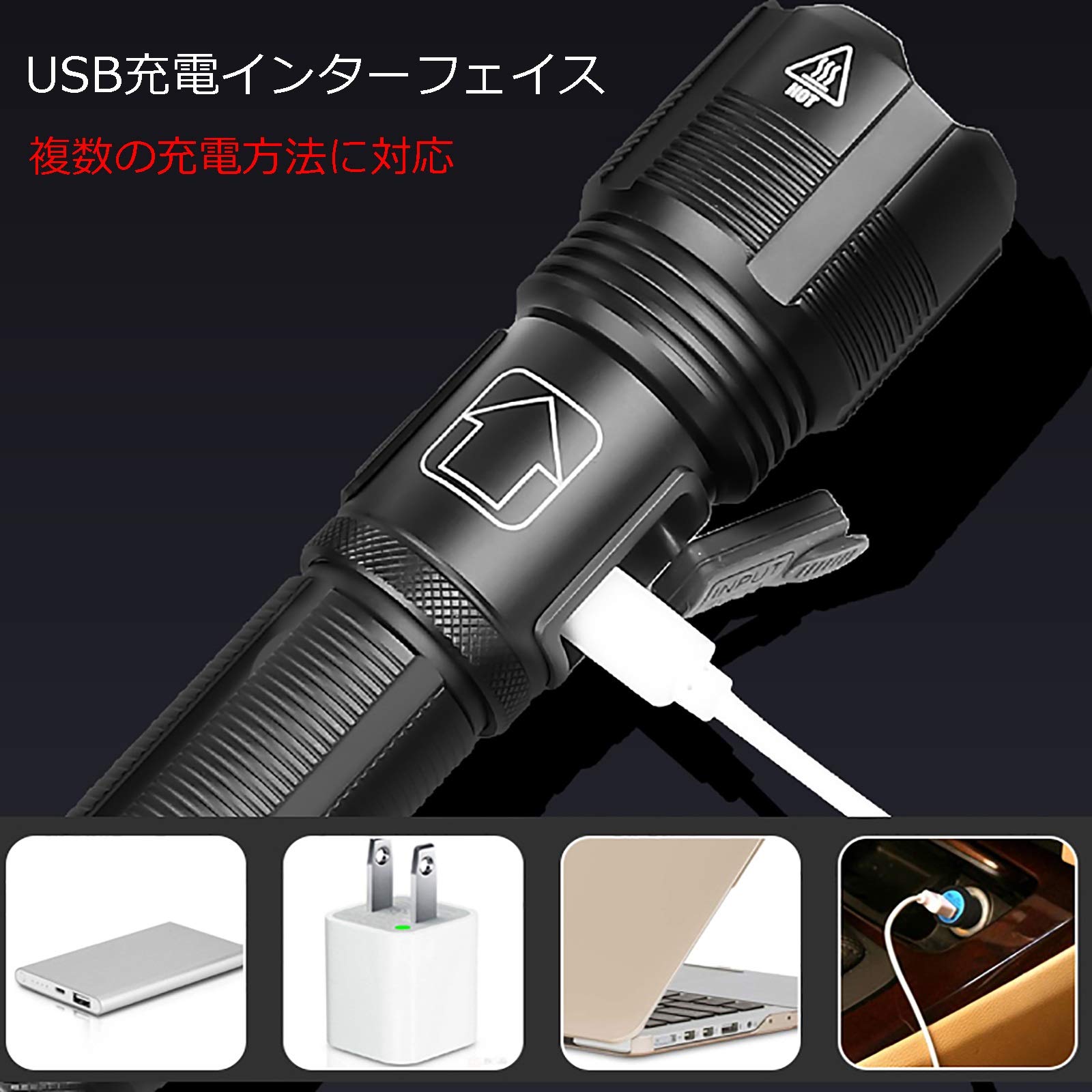 懐中電灯 ハイパワー 25000ルーメン ハンディーライト 最強 軍用 防災用