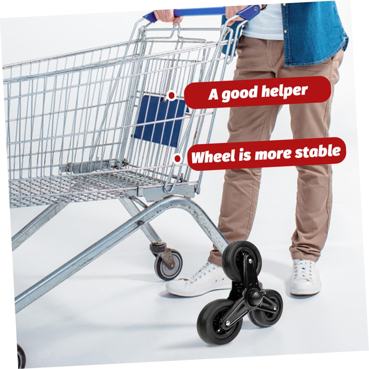 DOITOOL 2paia Carrello per Spesa Ruote Triangolari in Ferro Ruote Girevoli per Carrelli Mano Accessori per Trasporto Merci Stabile e Facile da Usare