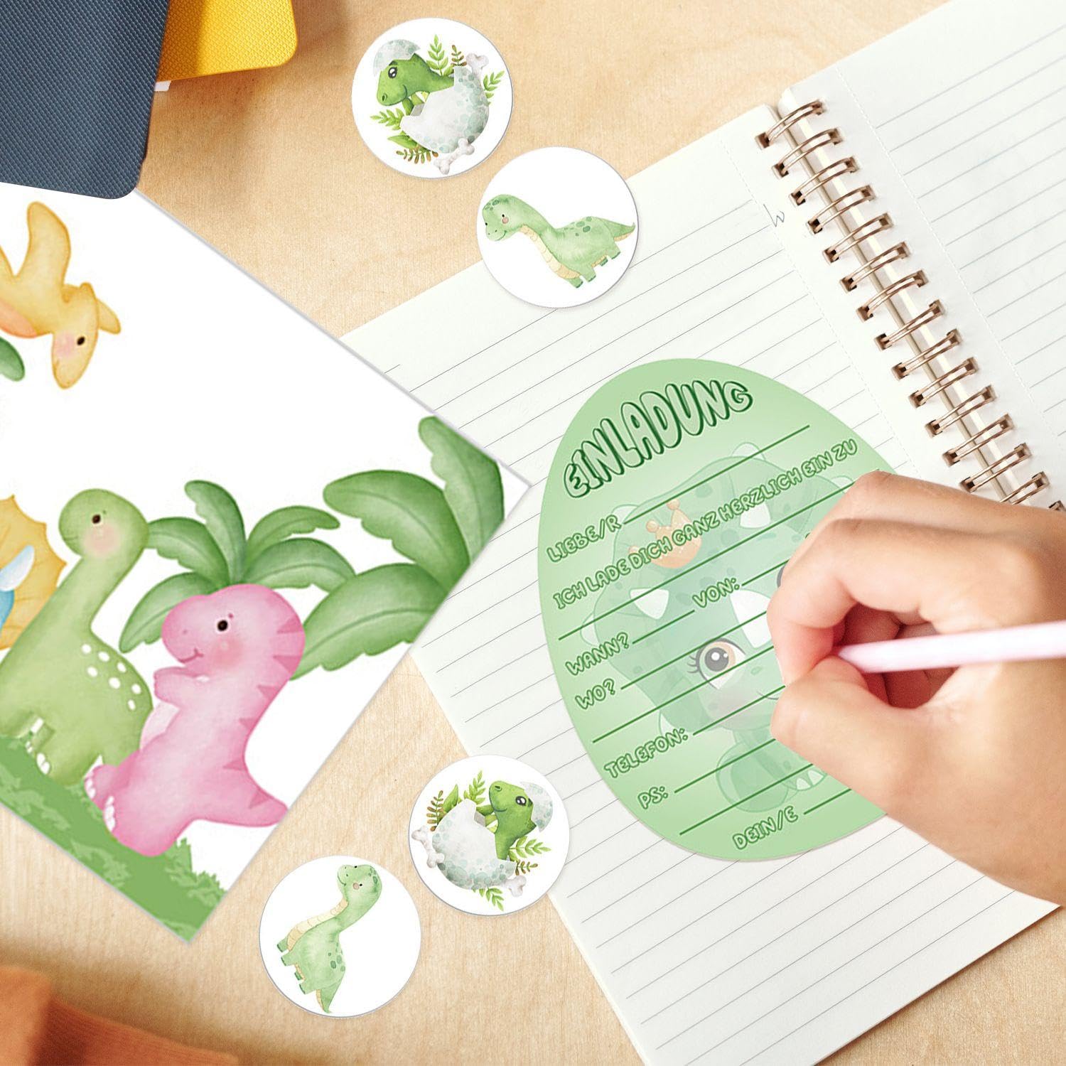 EOWVISN 12-Piece Dinosaur Invitation Cards, Equipped With 12-Piece Dinosaur Envelopes And 12-Piece Dinosaur Sealing Stickers - Image 4
