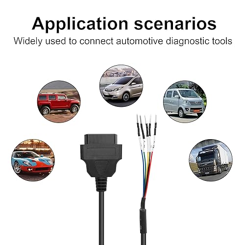 Miniatura 7 de YACSEJAO OBD2 - Conector hembra de 16 pines, 1 pie OBD2 a 5 pines, cable de probador de puente universal coleta DIY adaptador Mobley para