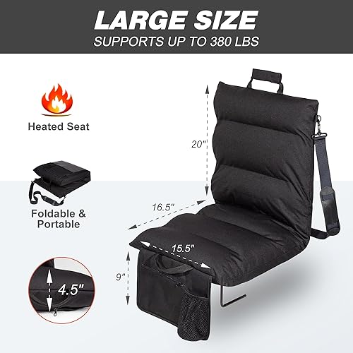 Miniatura 2 de Asientos de estadio con calefacción para gradas con respaldo y cojín, control de 3 temperaturas y temporizador, sillas de estadio cómodas, asiento