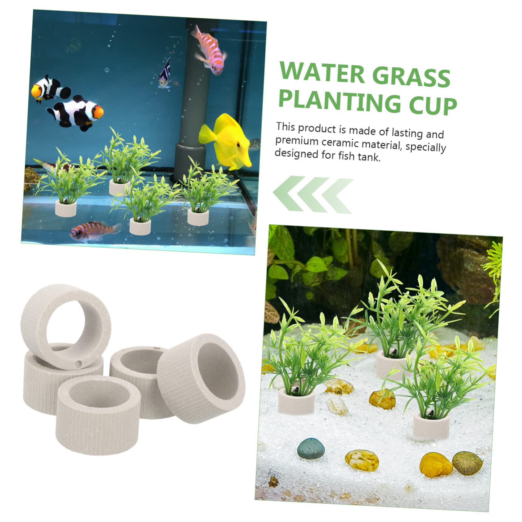BESPORTBLE 4 Juegos Taza De Plantación Acuática Ancla Artificial Tanque De Peces De Acuario Portátil Bomba De Aire USB Pecera Titulares Bomba De Agua Calentador Cerámica 10 Uds * 4