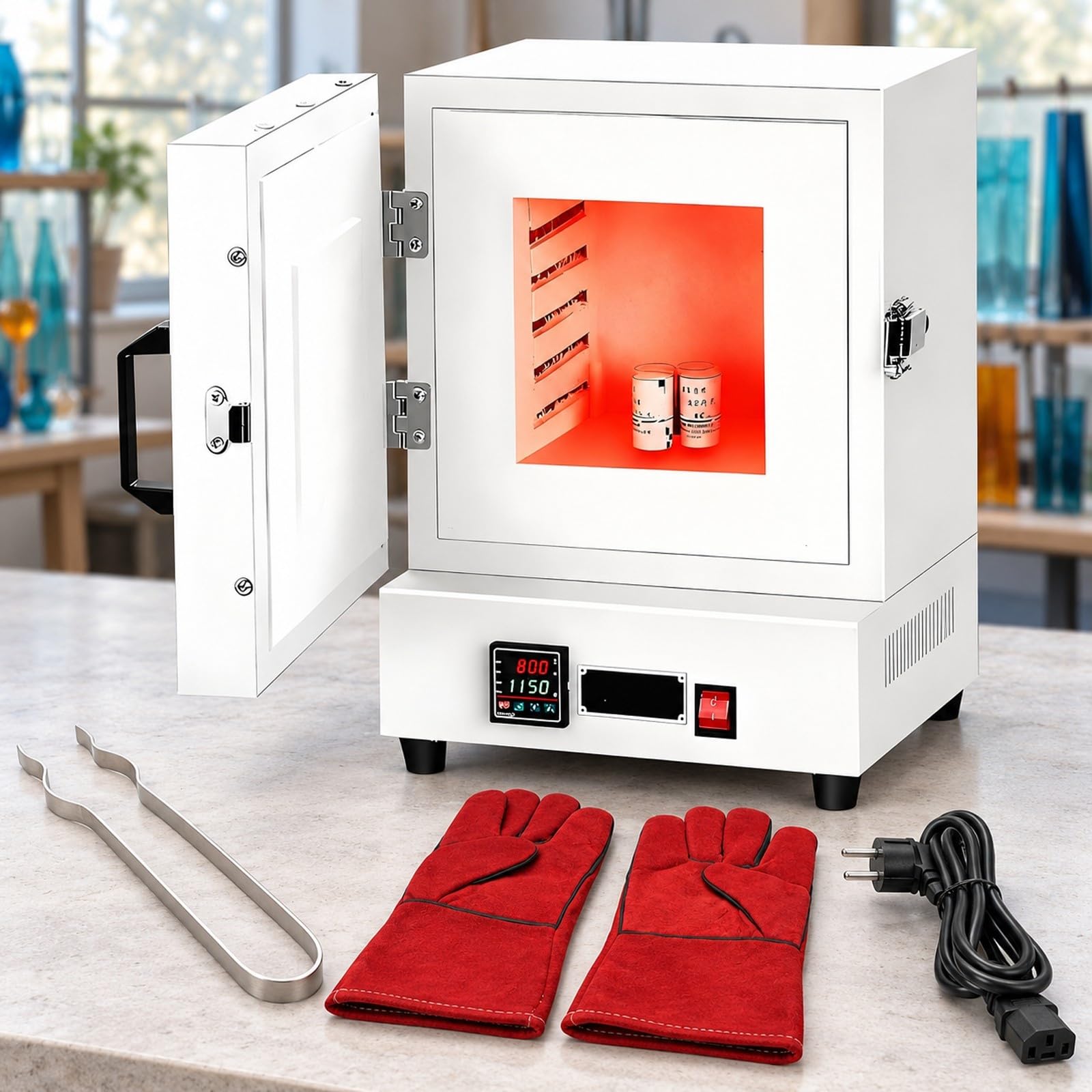 2000 W 1150℃ Zamknięty piec muflowy, elektryczny piec wypalany z regulacją temperatury do topienia metalu, spiekania ceramicznego, obróbki cieplnej i laboratoryjnego ogrzewania przemysłowego
