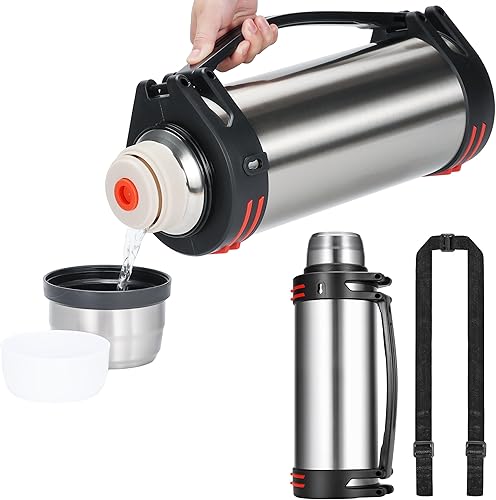 Miniatura 2 de Termosflask grande - Botella térmica de acero inoxidable de 202 onzas para viajar con taza sin BPA  Termos aislados al vacío de gran tamaño de 6