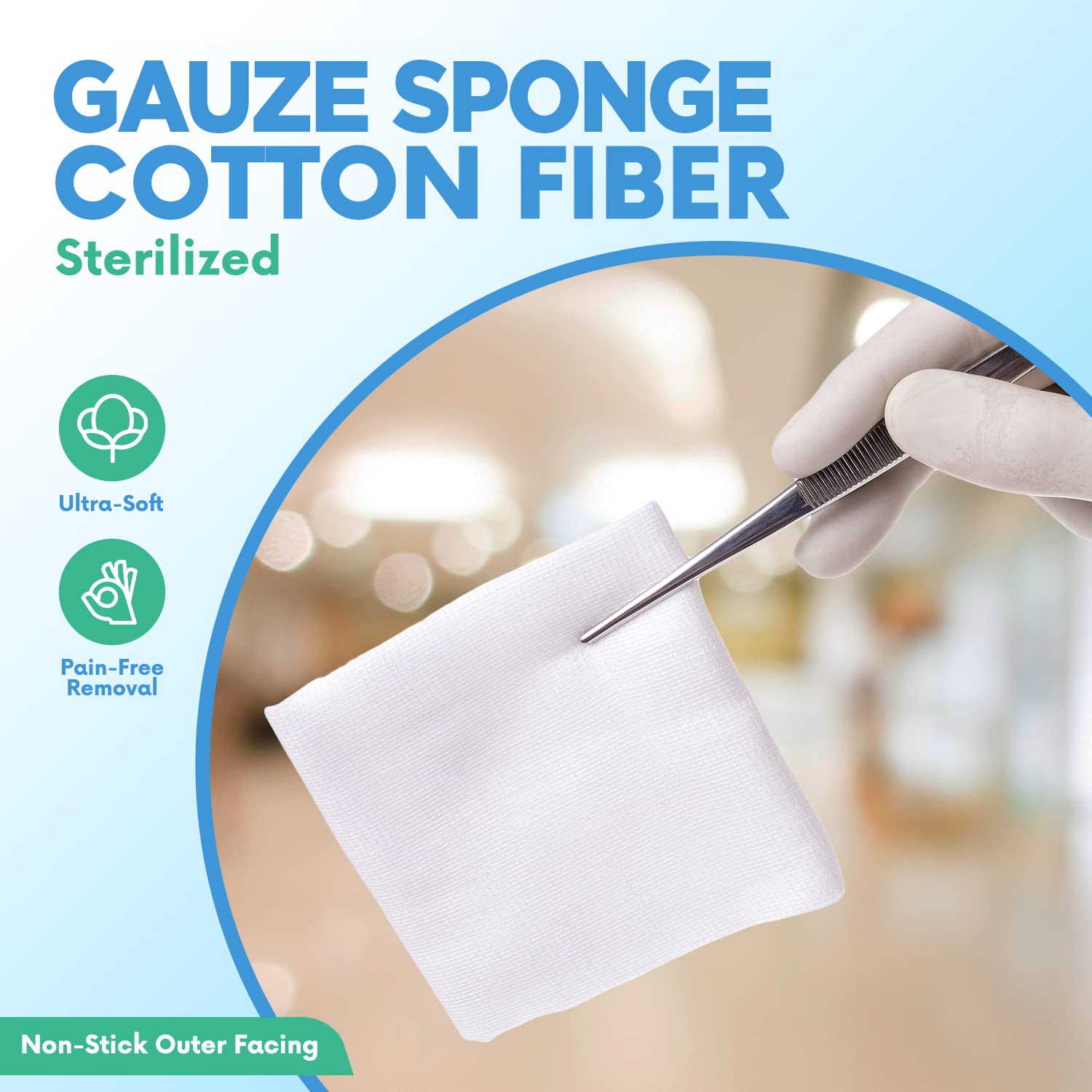 HEALQU Woven Gauze Pads, 2”x2” 8 Ply- Sterile Ultra Absorbent Surgical Sponges for Wound Dressing, Debridement, Cleaning, Prepping - Box of 50 Medical Gauze Sponges, — Amazon image 3