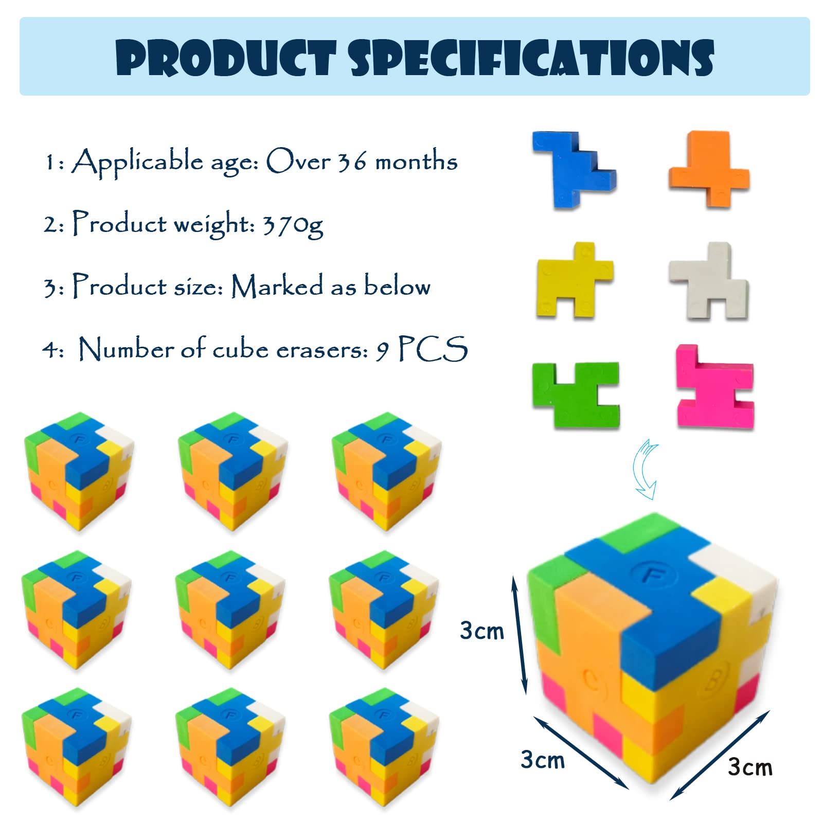 ICEPAPA, 20 pièces Gomme Puzzle Cube, Gomme pour Enfants, convient comme petits Cadeaux Anniversaire Enfant, prix de Tombola pour Enfants ou Gadget Anniversaire Enfant (Contient 5 formes ICEPAPA, 20 pièces Gomme Puzzle Cube, Gomme pour Enfants, convient comme petits Cadeaux Anniversaire Enfant, prix de Tombola pour Enfants ou Gadget Anniversaire Enfant (Contient 5 formes