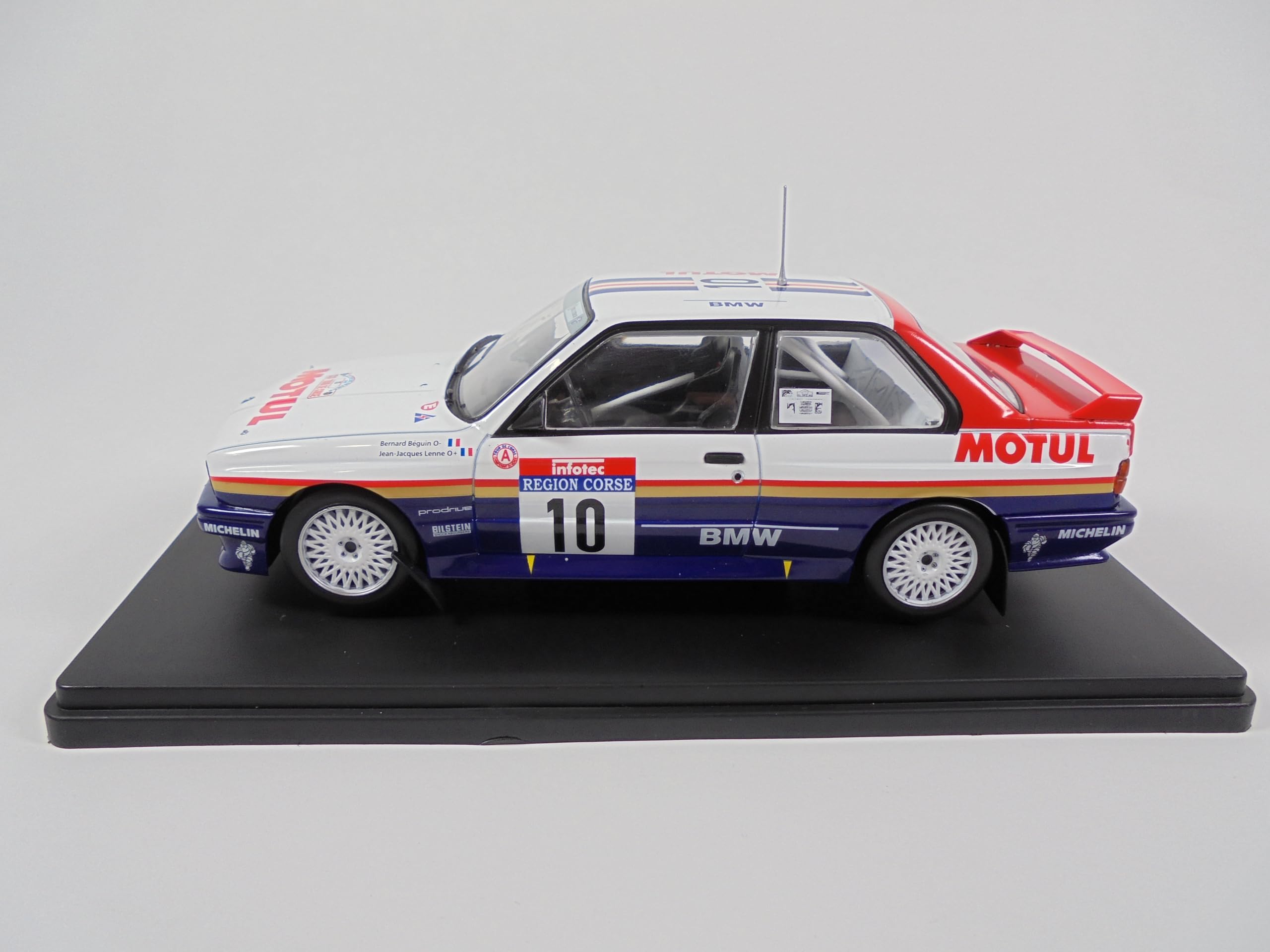 OPO 10 Modello di Auto in Scala 1/24 Compatibile con BMW M3 E30 Beguin/Lenne Winner Rallye Tour de Corse 1987 - RVQ53