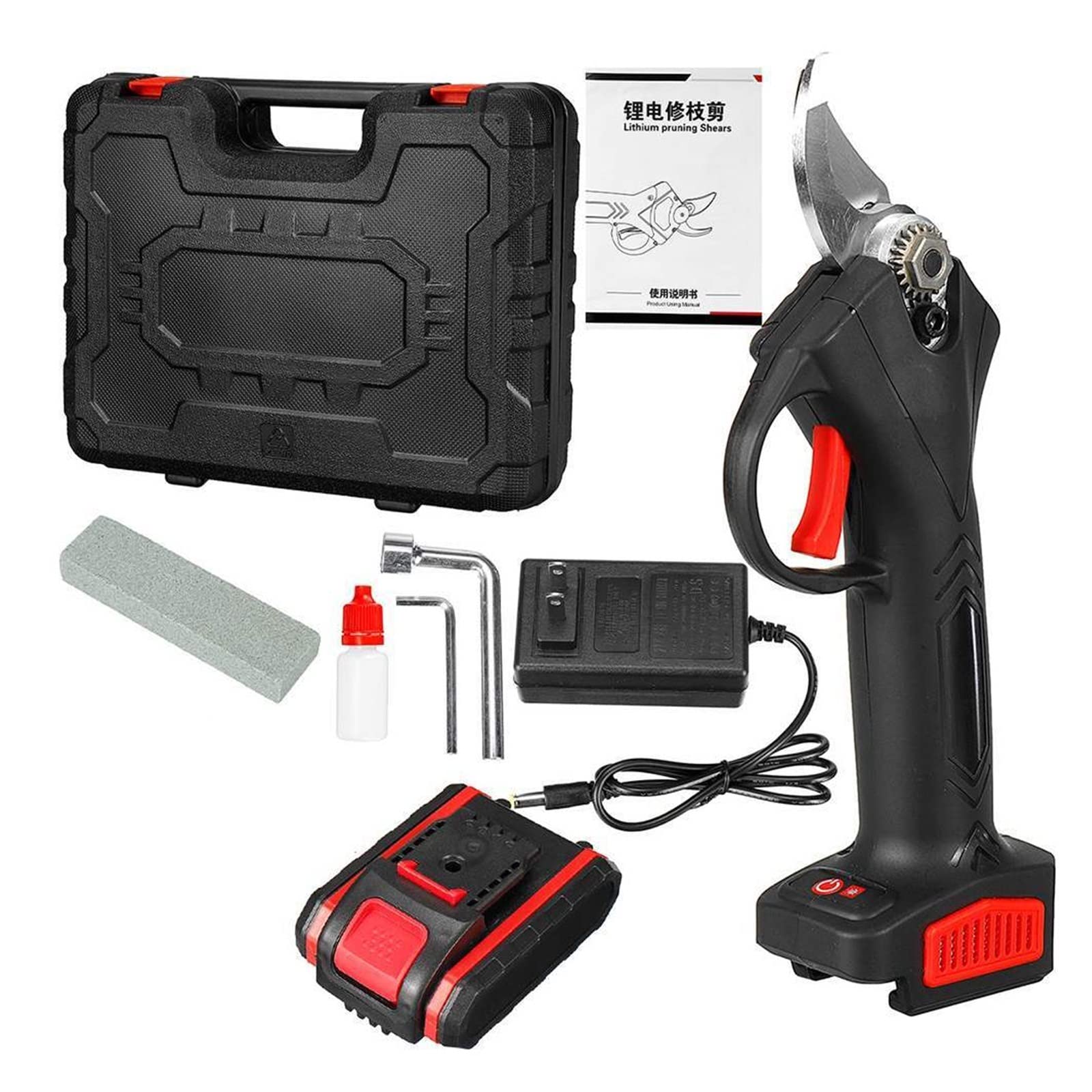 Podadora eléctrica inalámbrica de 49MM con 2 Piezas de batería de Iones de Litio de 20000 mAh, Cortador de poda eficiente for bonsái de árboles frutales(1 Battery)