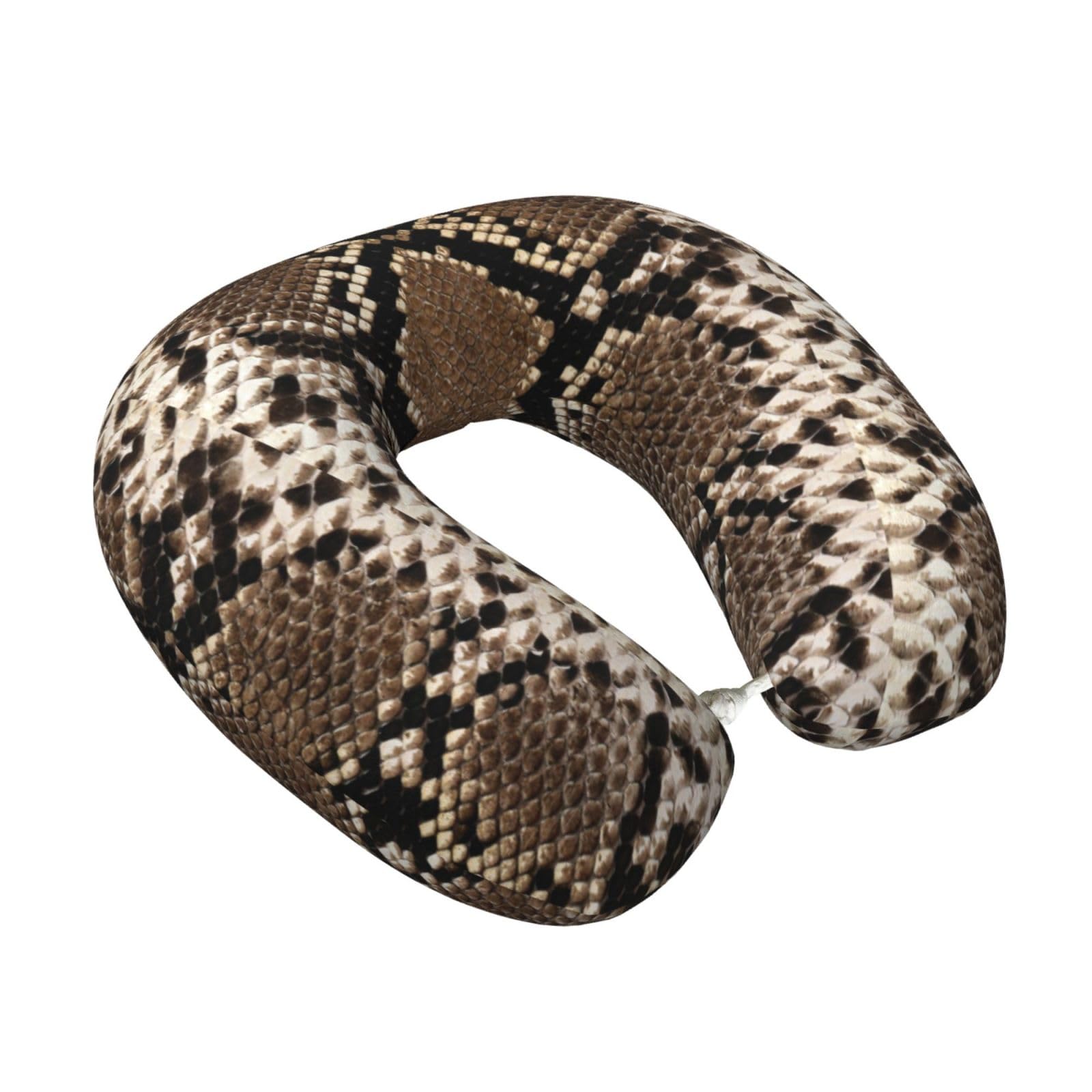 LKYMOH Snakeskin Print, Travel Neck Pillow U-Shaped Memory Neck Support Soft Comfortable With Washable Cover For Airplane Car Traveling and Office