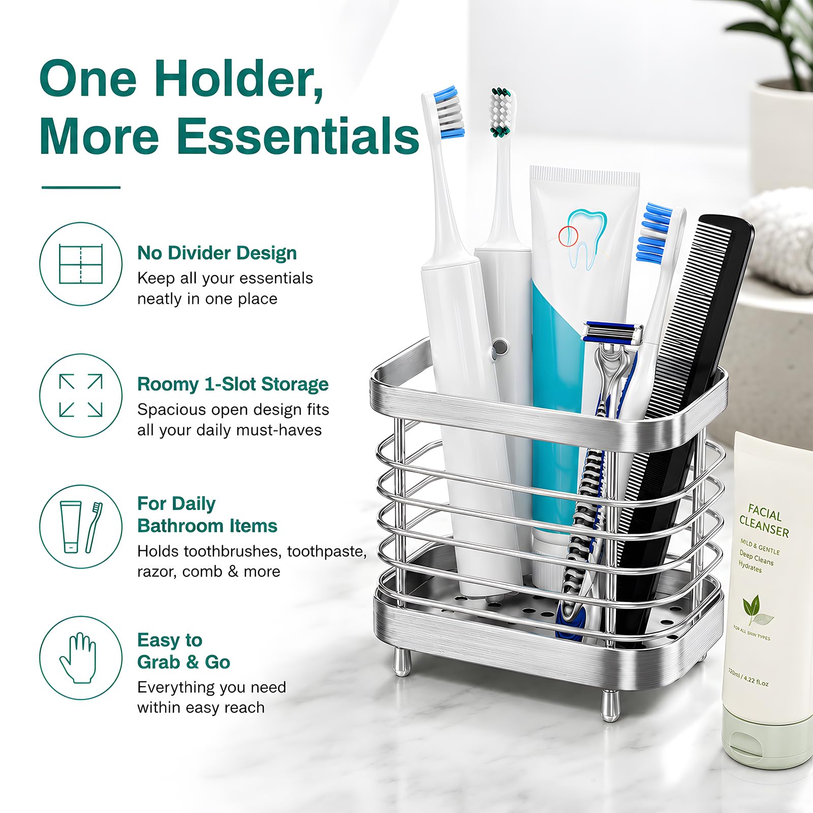 Stainless Steel Toothbrush Holder - Keep Bathroom Organized -5
