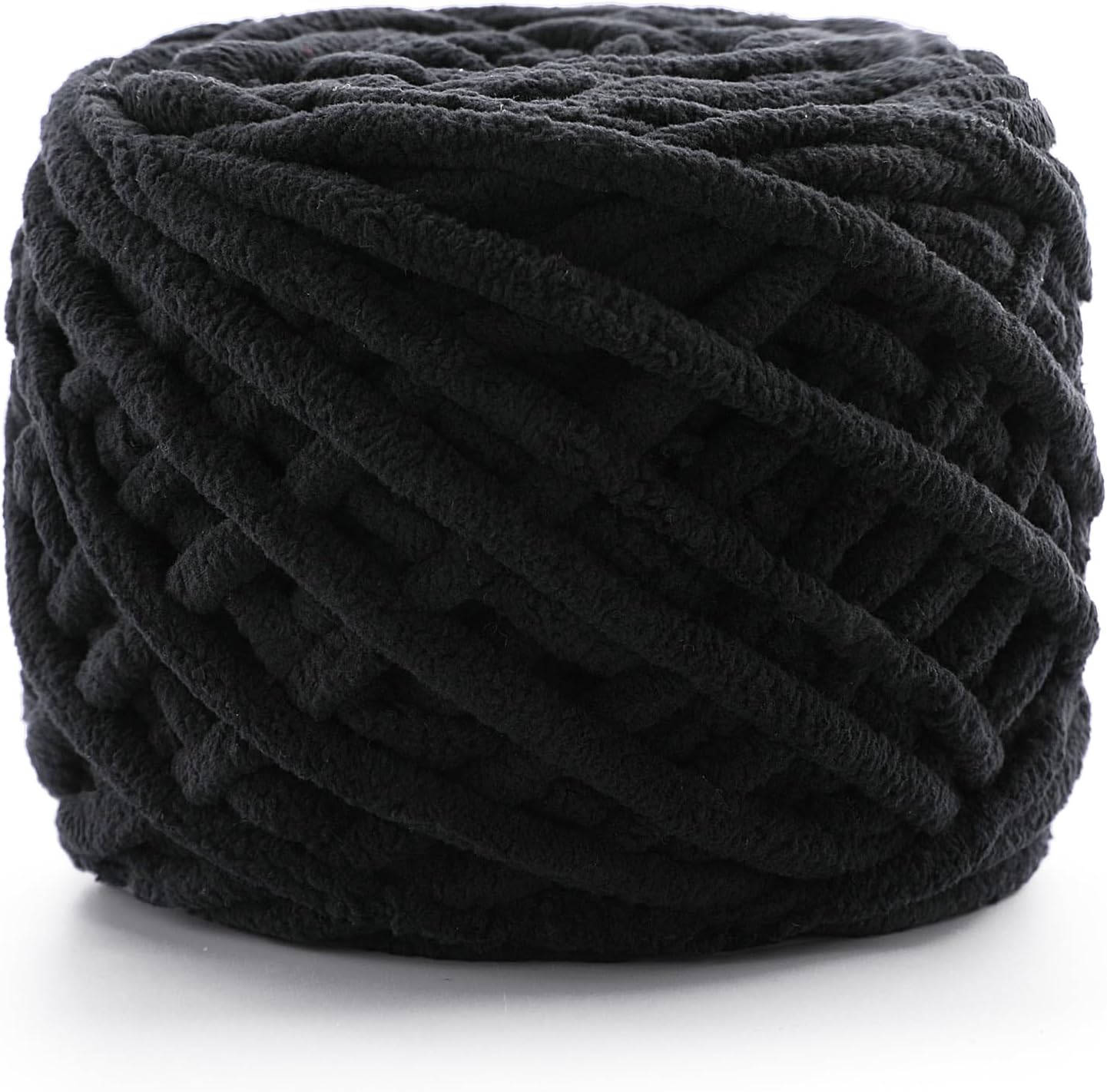 Chunky Chenille Yarn for Crocheting, Fluffy Baby Blanket Yarn for Crochet Sweater Shawl Scarf Gloves, Super Soft Amigurumi Plush Yarn 74 yds/3.5 oz (Black) Black 1 Pack