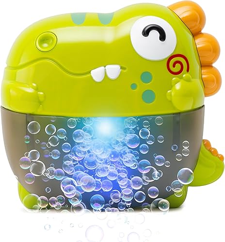 Máquina de burbujas de baño  Máquina de baño de burbujas con luces y música  Juguetes de baño para bebés  Juguetes de dinosaurio para niños de 2 a 4