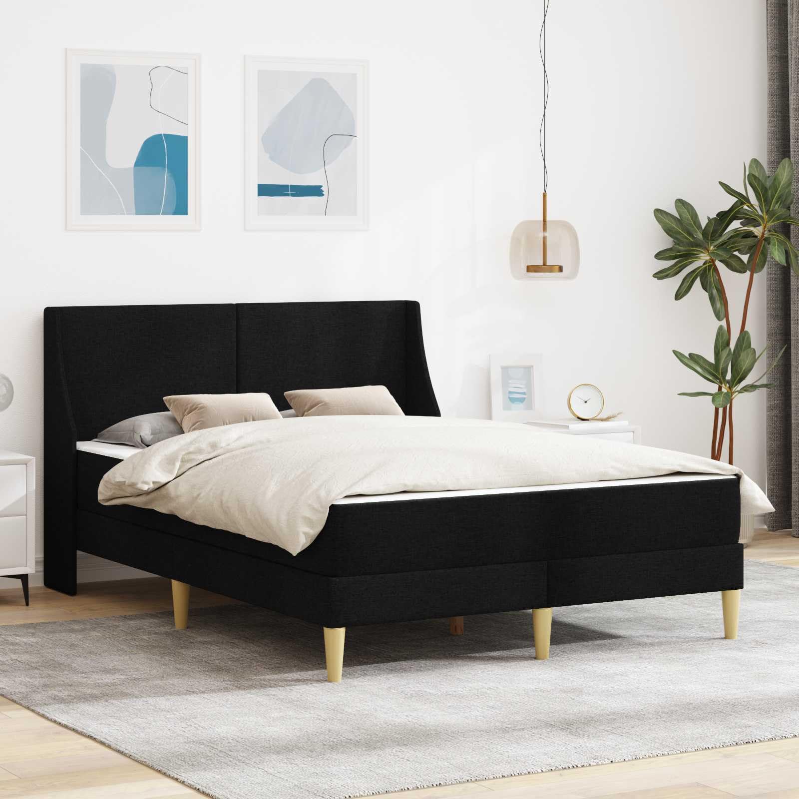 Estructura de cama con colchón y cabecero de poliéster, núcleo de muelles ensacados, colchón de espuma fría, somier ergonómico transpirable para dormitorio, habitación juvenil, habitación de