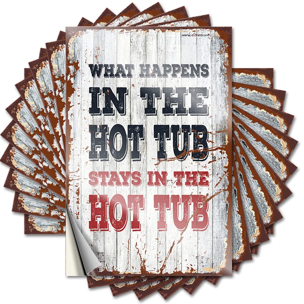 Sticker Fun Peel and Stick - What Happens in The Hot Tub Stays in The Hot Tub Hat Positive Waterproof Vinyl for Double(6X9CM)