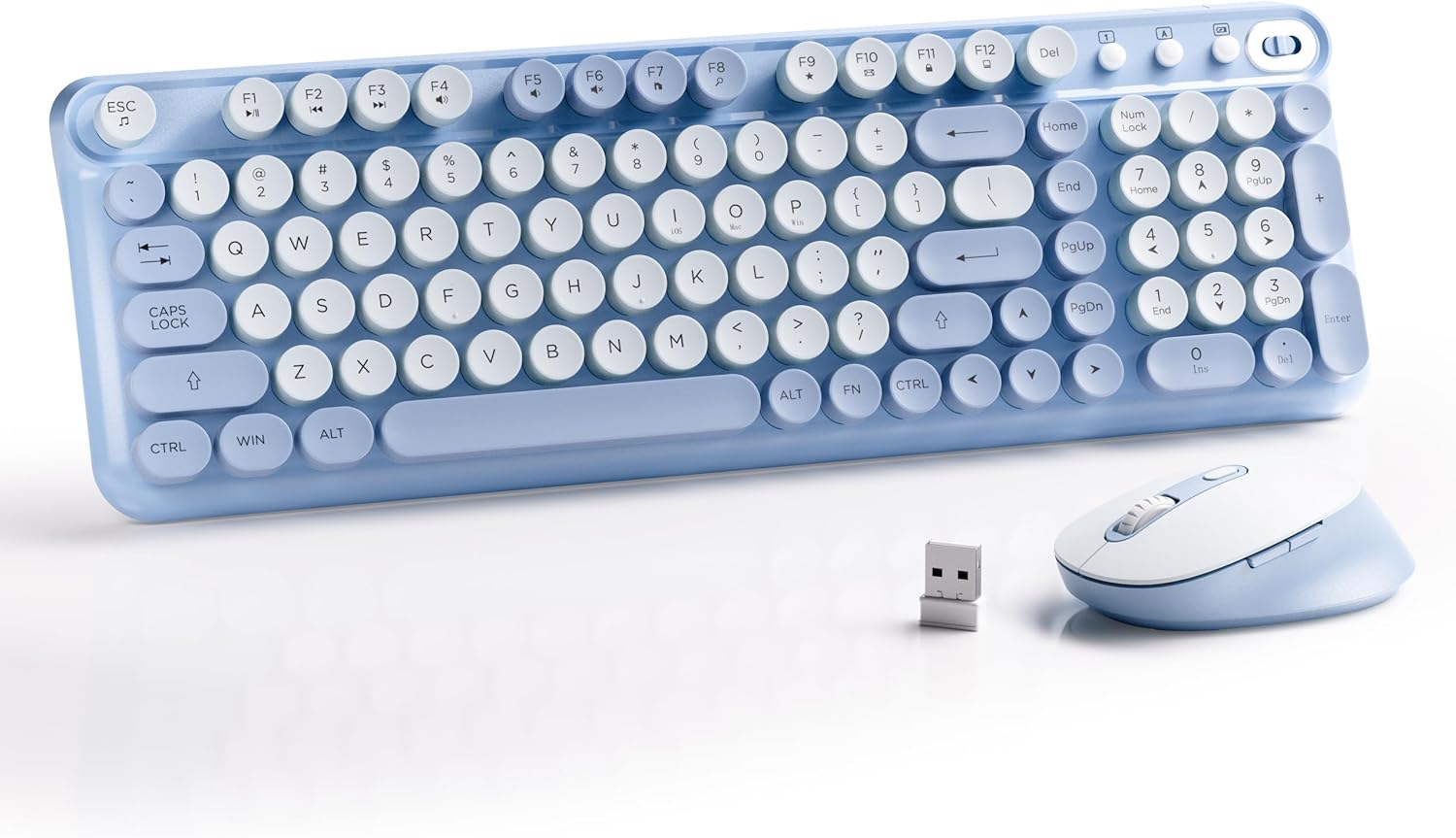 MPTOG Wireless Keyboard and Mouse Combo, Full-Size 2.4G Set with Number Pad, Long Battery Life, Plug Play for Office and Student Use (Blue)