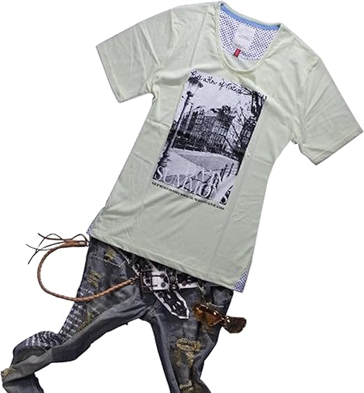 Amazon カットソー メンズ Tシャツ ドット 半袖 ボーダー 黒 白 水色 緑 黄色 Tシャツ Tシャツ カットソー 通販