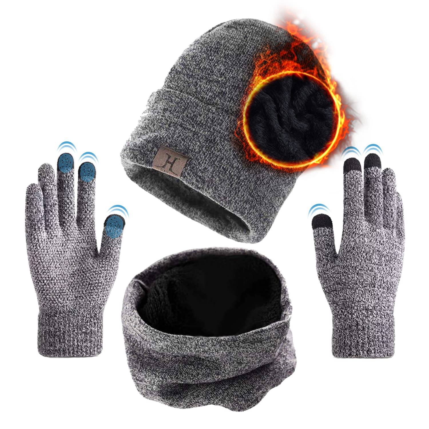 Unisex mężczyźni kobiety zima ciepła dzianinowa szydełkowa czapka beanie nieskończoność szalik rękawiczki do ekranów dotykowych zestawy gruby ocieplacz na szyję luźna czapka z czaszką sporty na