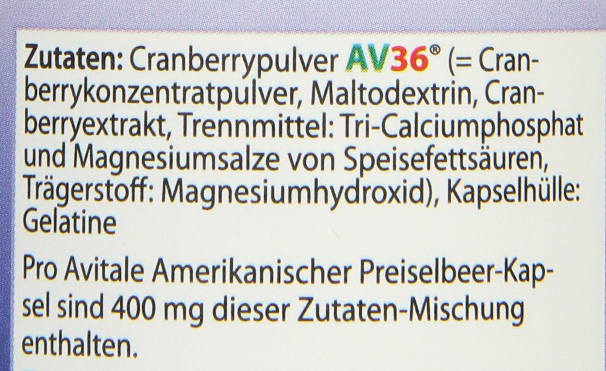 Avitale Preiselbeere amerikanisch 550 mg Kapseln, 240 Stück, 1er Pack (1 x 132 g)