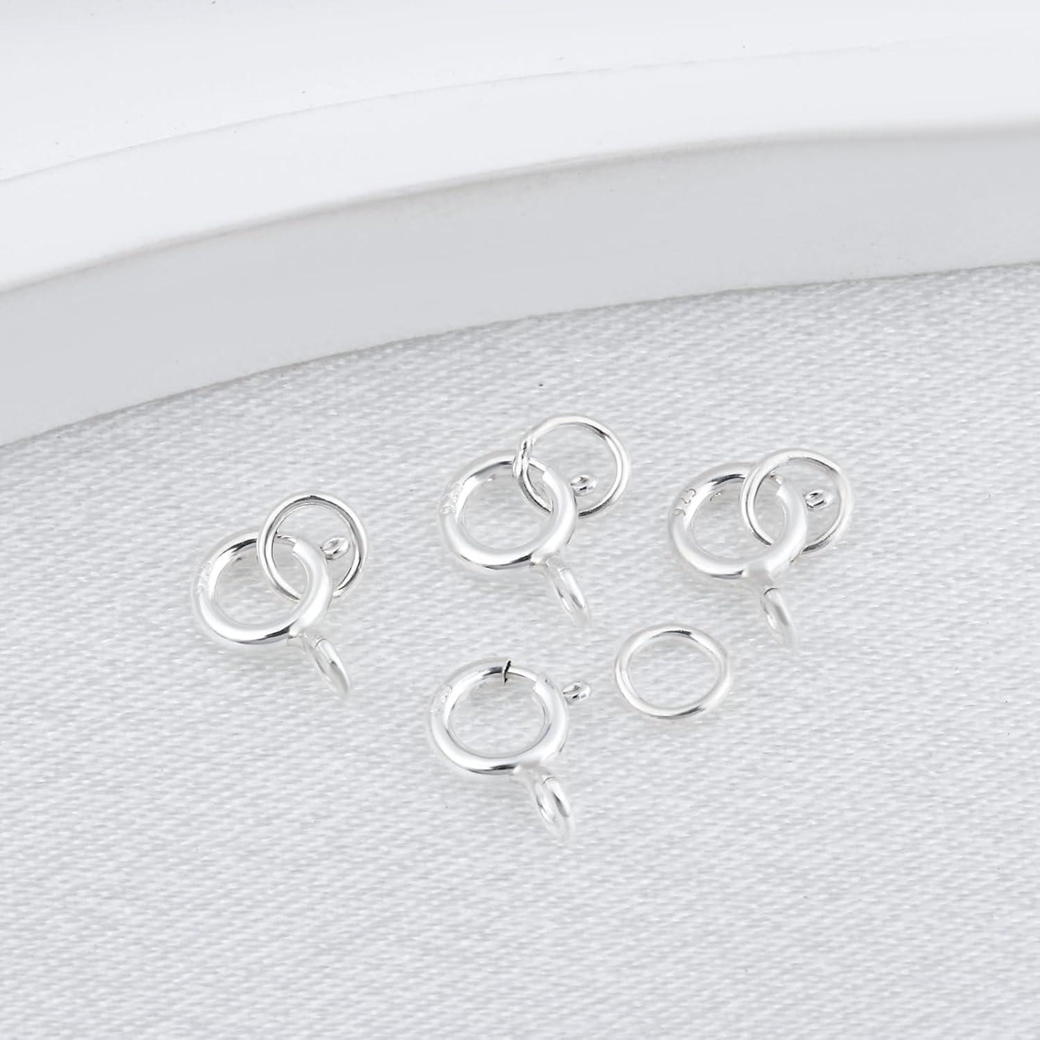4PCS Necklace Jewelry Clasps S925 Sterling Silver Spring Ring Clasp for Jewelry Making 5mm Round Spring Clasps with Jump Rings Clasps and Closures for Necklace and Bracelet - Image 6