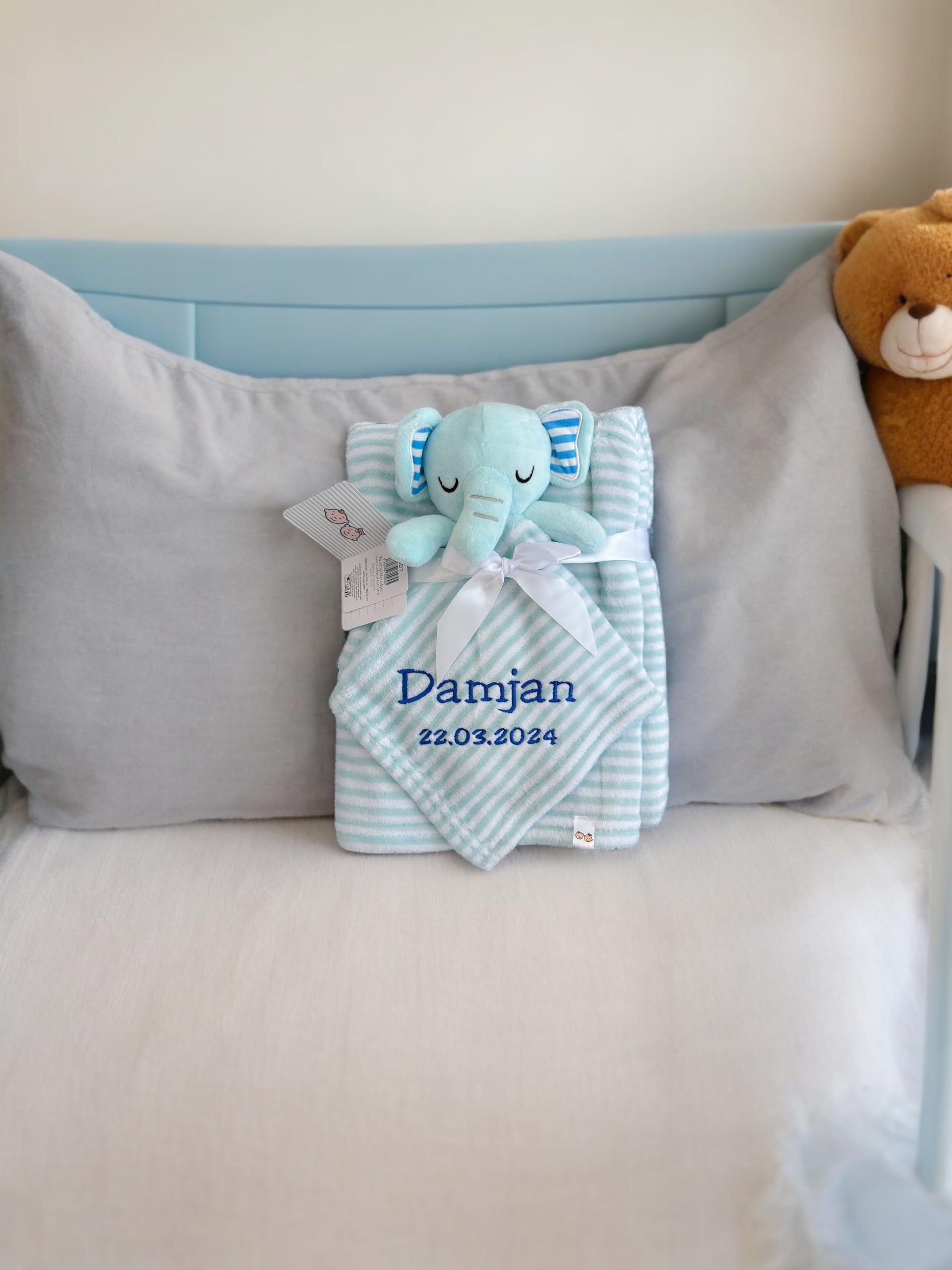 Couverture Bébé Personnalisable Avec Broderie Nom Et Date – Douce, Moelleuse, 100% Polyester Lavable