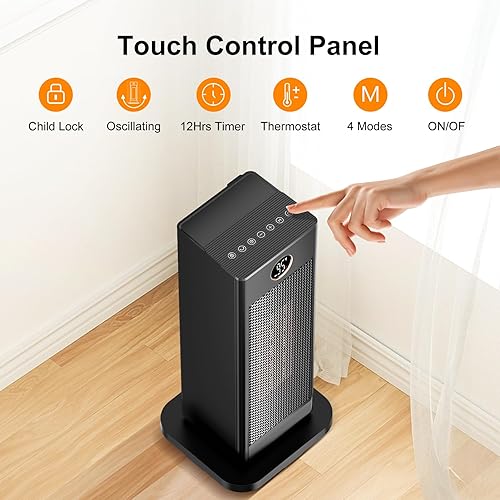 Miniatura 7 de Space Heater Indoor, 1500W PTC Electric Heater with Thermostat and Timer, 2s Fast Heating heaters for Indoor Use Large Room Bedroom Home Office