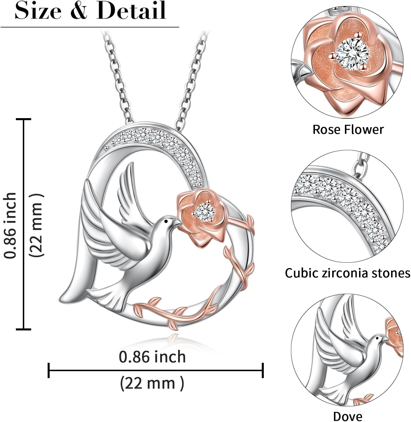 Animal Necklaces for Women Girls 925 Sterling Silver Frog/Ladybug/Guinea Pig/Camel/Giraffe/Cat/Mushroom/Dove Pendant Necklace Christmas Jewelry Birthday Gifts - Image 6