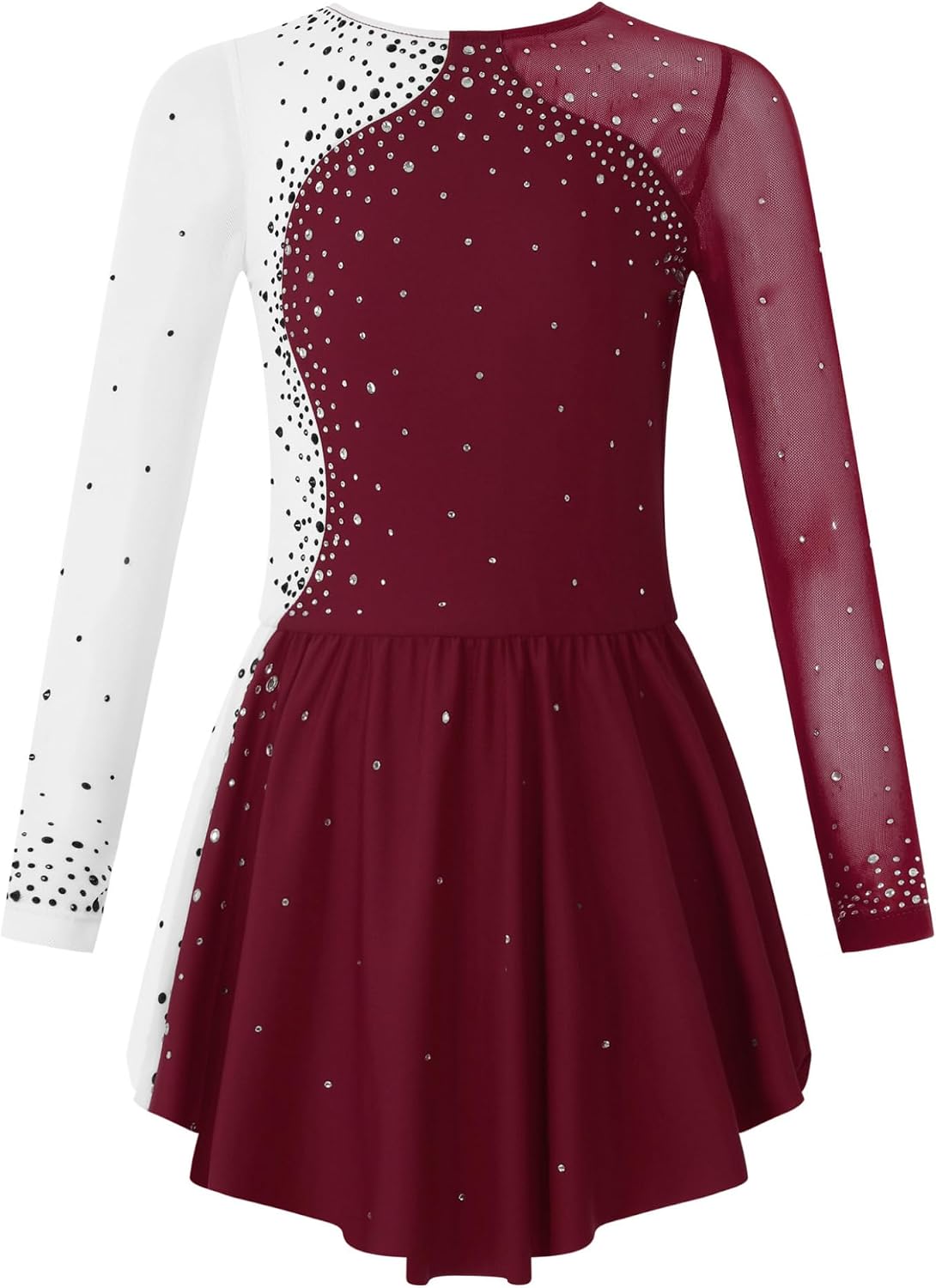 Shinsto Kids Girls Figure Skating Dress Long Sleeves Ballet Dance Skirted Leotards Gymnastics Outfits