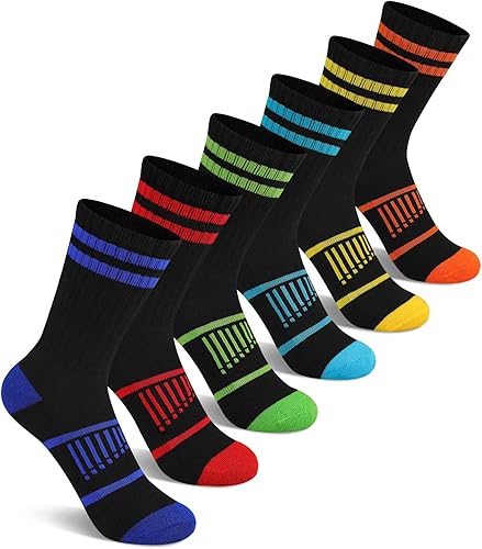 Miniatura 7 de Comfoex Calcetines deportivos de media pantorrilla acolchados para niños grandes de 4 a 10 años, 6 pares