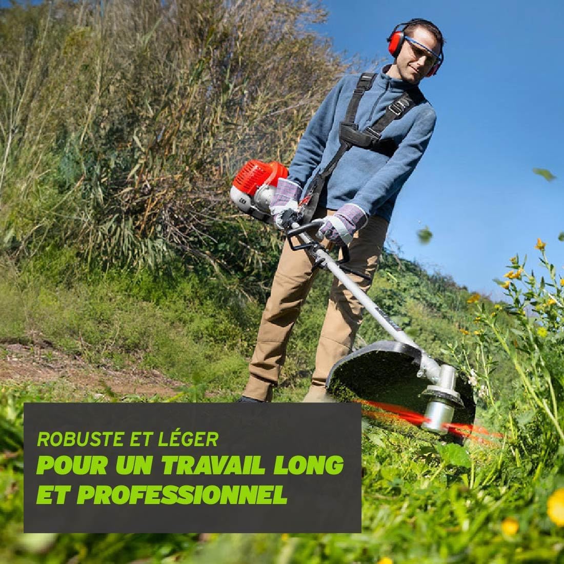 GREENCUT GM650X-6 - Débroussailleuse Multifonction 6 en 1, Moteur à Essence 65cc 4,9hp 2 Temps, 6 Accessoires Interchangeables, Fonction Débroussailleuse, Taille-Haie et Élagueuse pour Jardin — vue 5