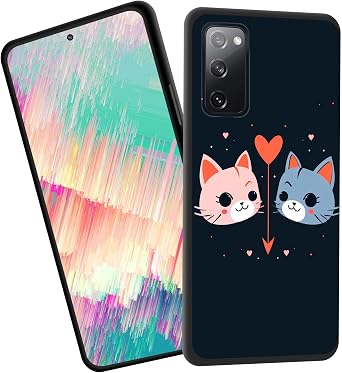 for Galaxy A02S Case,Slim Shockproof TPU Soft Rubber Silicone Cover Phone Case for Samsung Galaxy A02S,Cat Red Heart