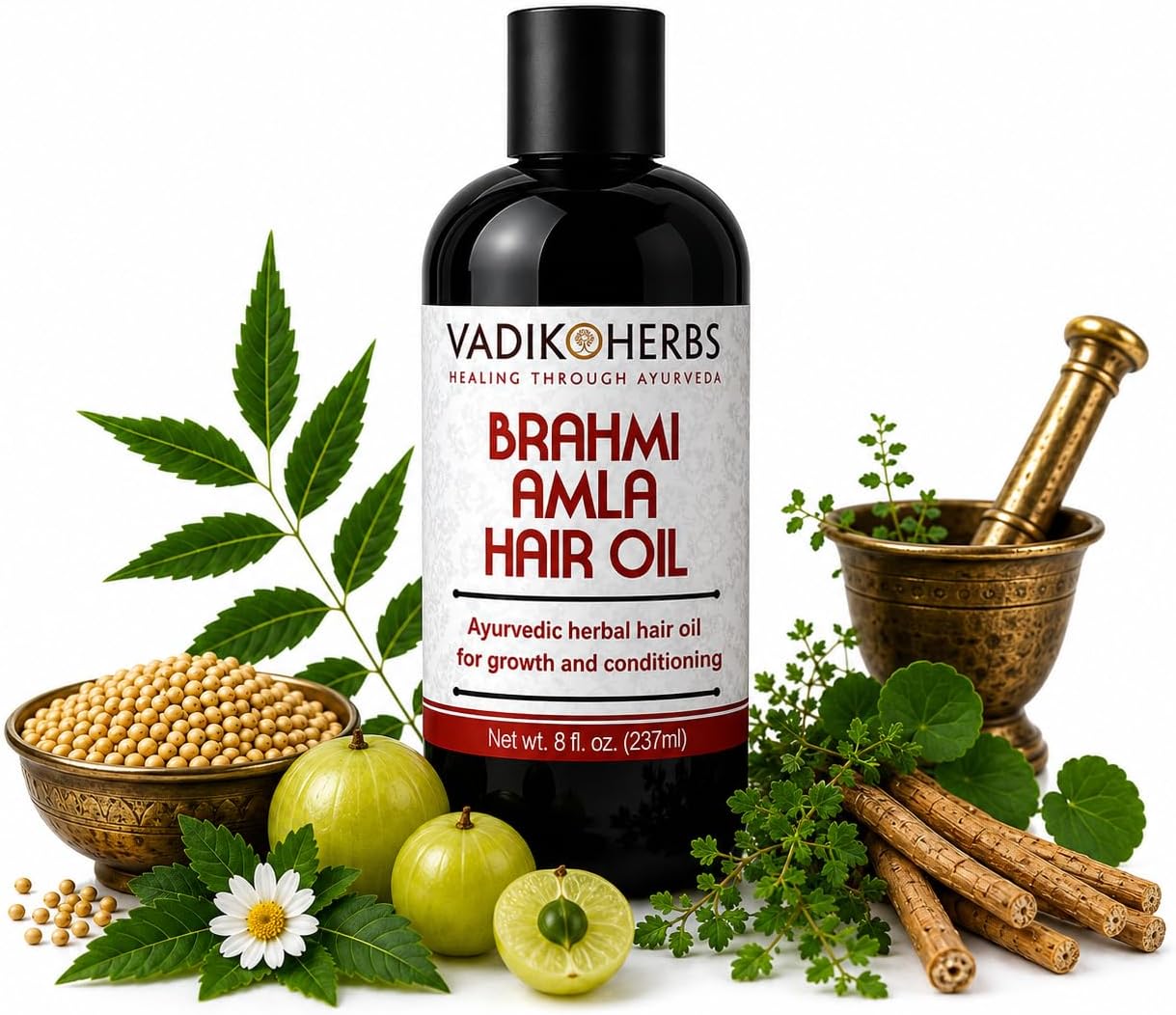 Vadik Herbs Brahmi Amla Hair Oil, 8 fl oz | Ayurvedic, Rosemary Hair Oil