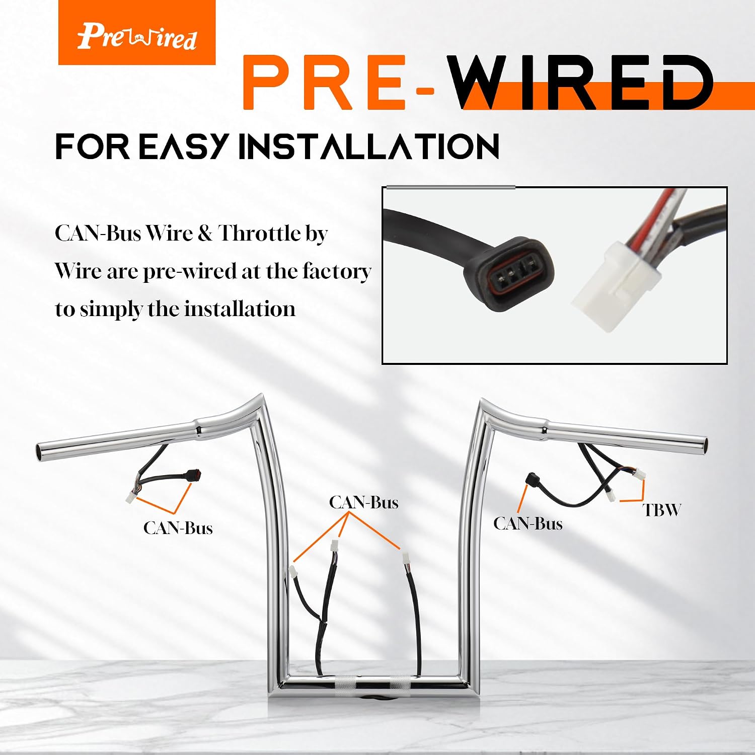 1 1/4 Inch 14" Rise Road Glide Handlebar Ape Hanger for Harley 2023-up CVO FLTRXSE & 2024-up Road Glide Custom FLTRX & 2024-up FLTR Pre-wired with CAN-Bus & TBW Wires, Chrome