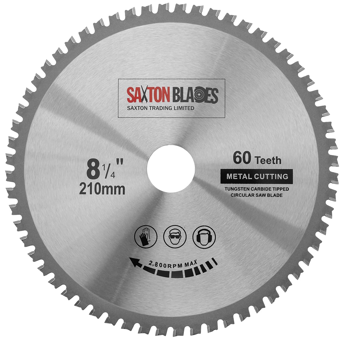 TCT21060TMB Saxton TCT - Lama circolare in acciaio e rame, per sega circolare in metallo, 210 mm x 60 T, per Bosch Makita Dewalt Evolution adatta a seghe da 216 mm