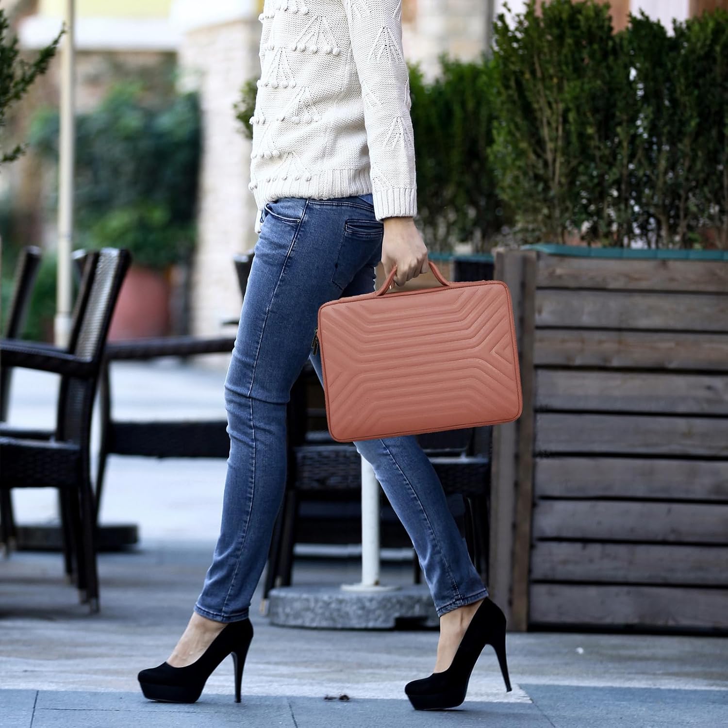 DOMISO 14 Inch Shockproof Waterproof Laptop Sleeve with Handle Lightweight Soft EVA Tablet Case for 14" Laptops/Lenovo ThinkPad/HP Pavilion 14 Stream 14 / Dell, Pink