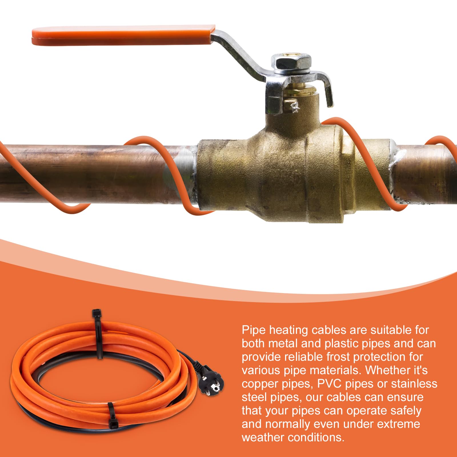 Câble chauffant antigel de 4 m avec thermostat, câble chauffant autorégulateur, câble antigel, chauffage d'accompagnement de tuyau avec thermostat, chauffage d'accompagnement de tuyau étanche idéal