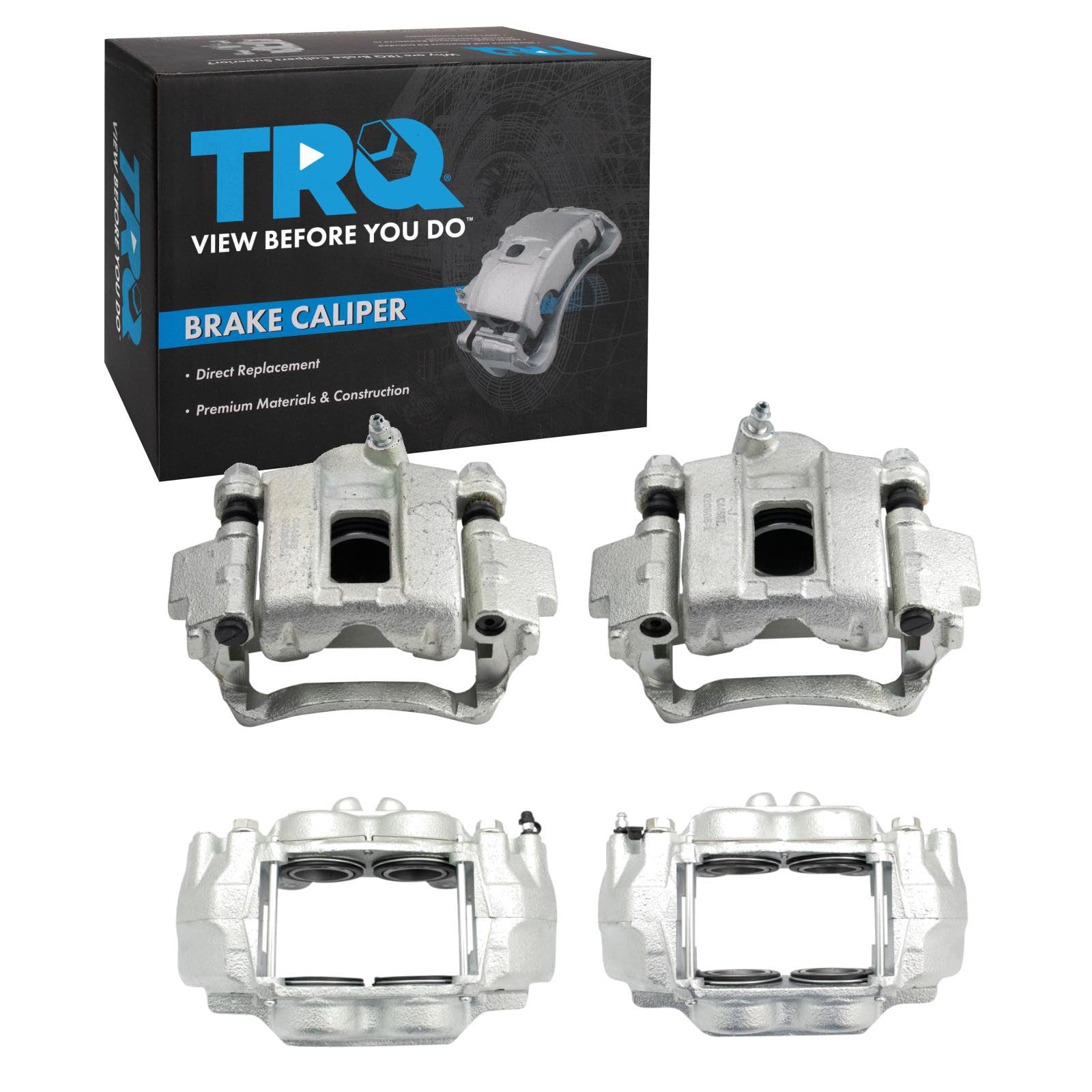 TRQ Front and Rear Brake Caliper Set Zinc Coated Brackets Hardware Compatible with 2010-2022 Lexus GX460 2010-2015 Toyota 4Runner