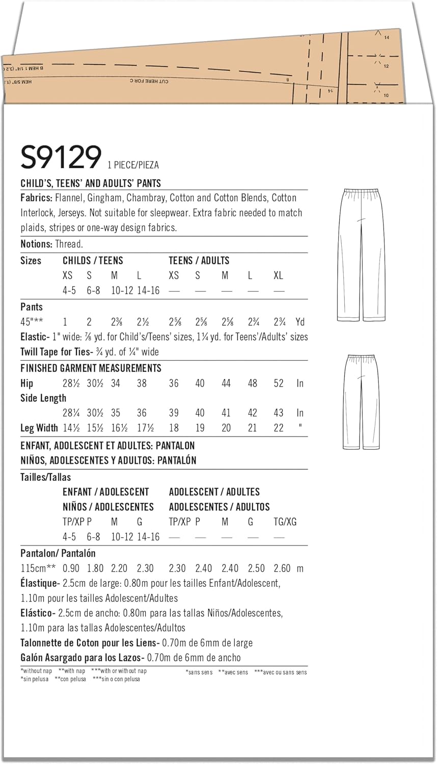 Simplicity Creative Corp Simplicity Pattern L/XS-XL, Various (SS9129A)