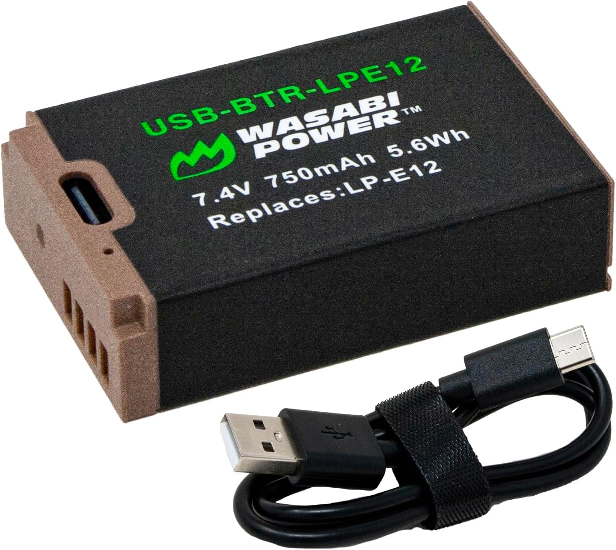 Wasabi Power USB Battery (Ginger Series) LP-E12 Battery for Canon EOS M, EOS M10, EOS M100, EOS M50 M50 MII, EOS Rebel SL1 (EOS 100D), PowerShot SX70 HS