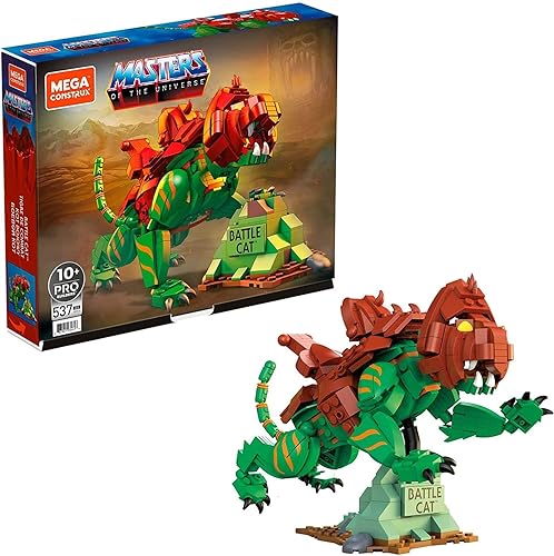 Mega Construx Masters of The Universe - Juego de juguetes de construcción, gato de batalla con 537 piezas, 10 pulgadas de largo, para niños