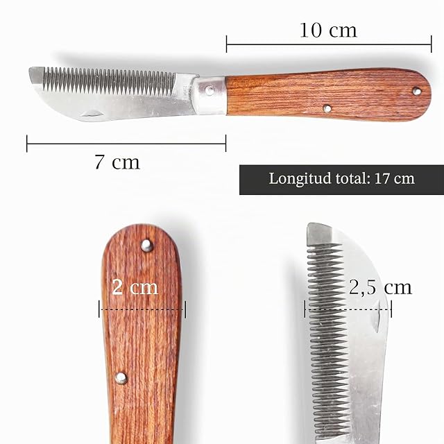 Foto 7 de 7 de Cuchillo para crines de caballo, longitud de 18 cm, mango de madera resistente, plegable, acero inoxidable