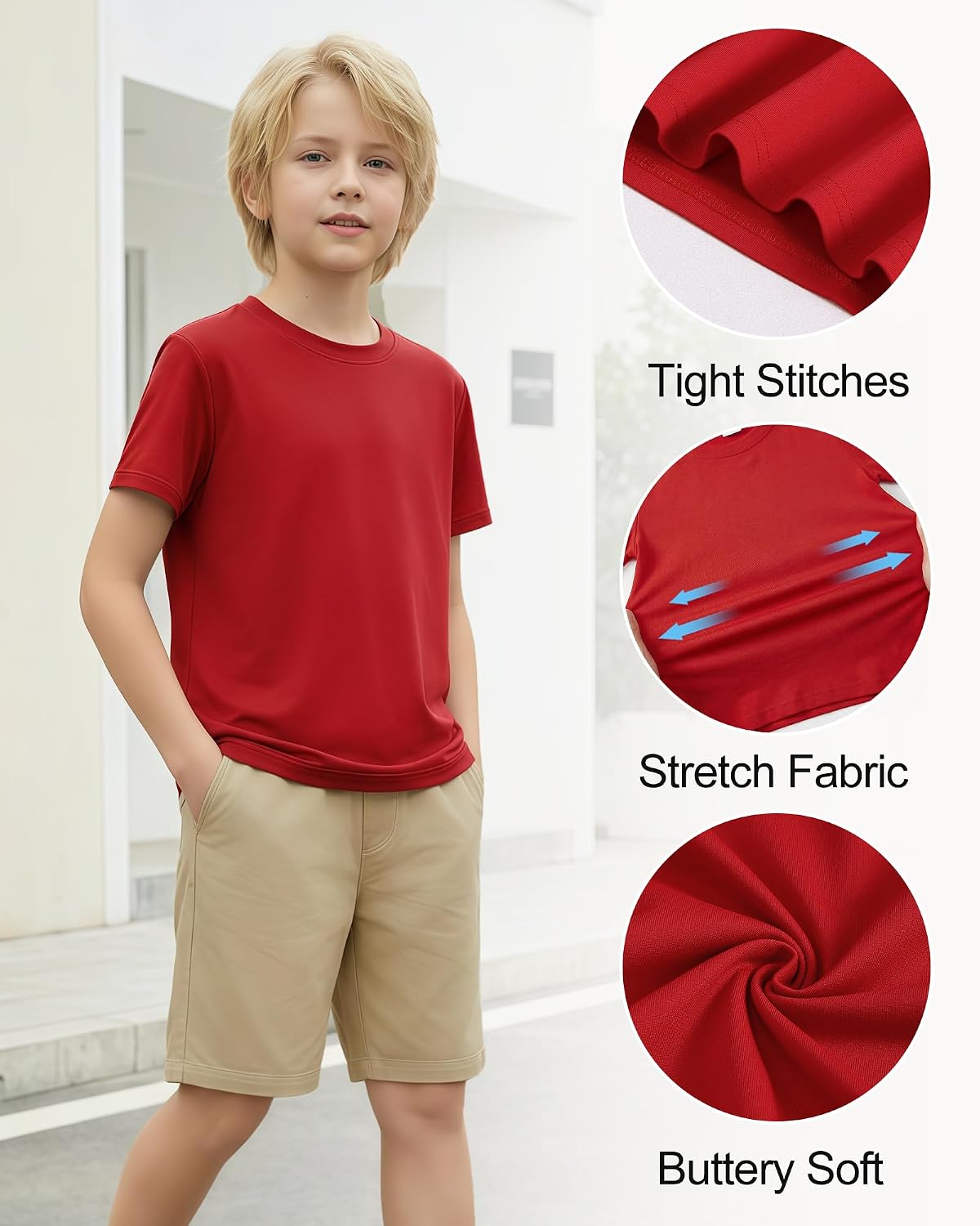 Jecson 5 Pack Boys Shirts Short Sleeve Boys Tshirts Kids T-Shirts Tees Clothes Summer Tops 7-14Y (Fits Small, Size Up)