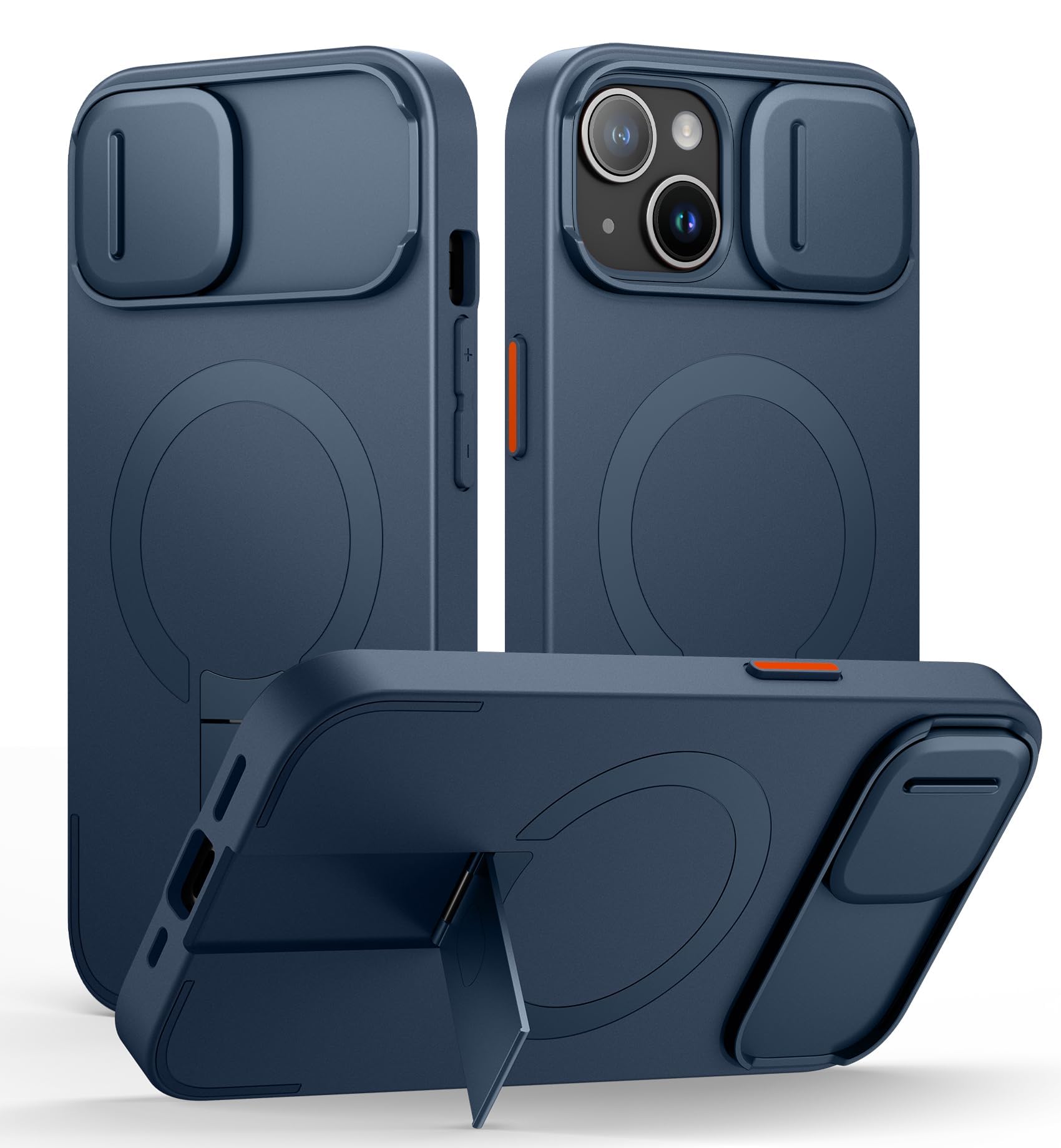SURITCH iPhone 15 Case Blue, Magnetic Kickstand - Image 1