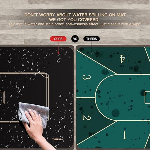 Miniatura 10 de Texas Hold'em - Tapete de póquer portátil, plegable, para 8 a 10 jugadores, tapete de goma de póquer para mesa, repelente al agua con bolsa de