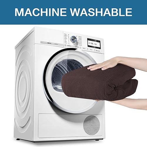 Miniatura 27 de H.VERSAILTEX Fundas elásticas para sofá de 1 pieza, fundas para sofás y sofás de 3 plazas, con tela de jacquard gruesa a cuadros con parte inferior