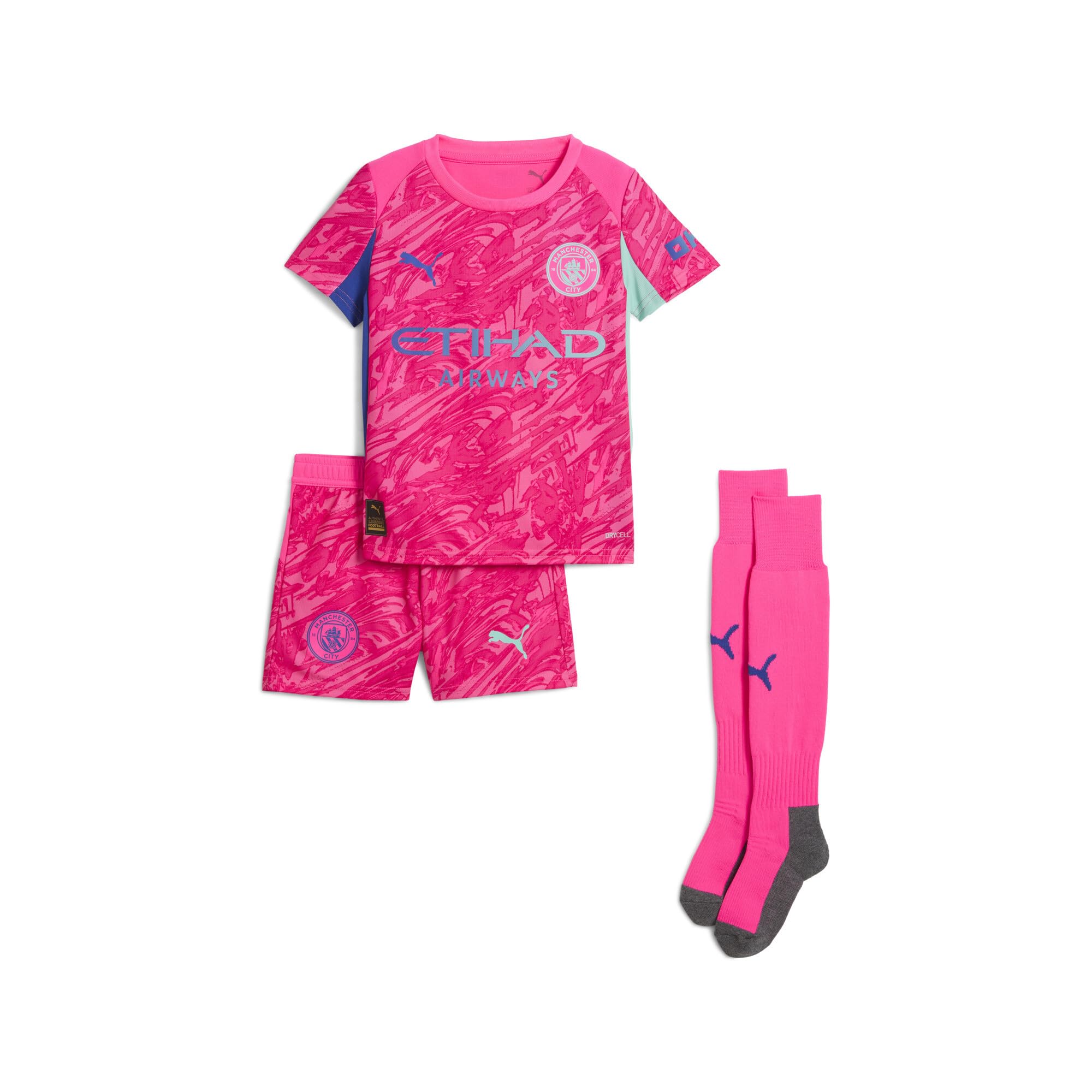 Puma Unisex Kids Fluro Pink Pes-Aquatic Kids Manchester City 25/26 Goalkeeper Minikit Pink Size 116