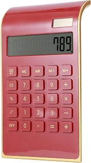 calculadora básica solar, calculadora de 10 dígitos, calculadora financeira, design de botão grande, materiais de escritório, cálculos para oficial financeiro, matemática básica (vermelho)
