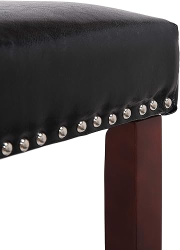 Miniatura 8 de WO Home Furniture - Taburete tapizado de 24 pulgadas en 2 piezas, asiento de silla de montar sin espalda, taburete de bar con patas rojas cereza