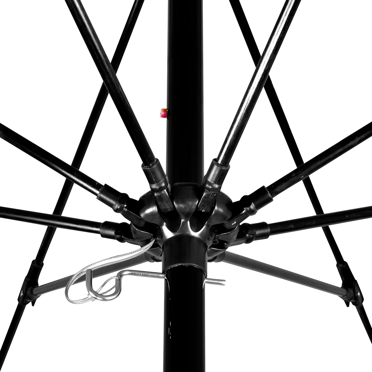 California Umbrella 9' Round 100% Fiberglass Frame Market Umbrella, Push Lift, Black Pole, Pacifica Yellow Fabric